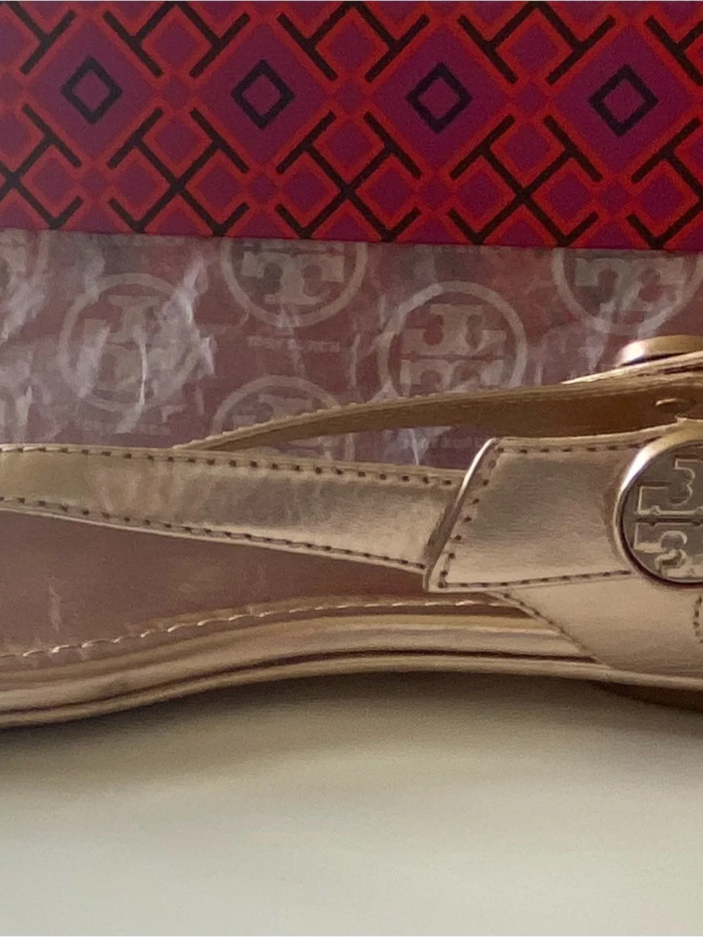 Tory Burch Rose Gold Minnie Sandals